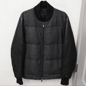 Viktor & Rolf Monsieur RTW Houndstooth Tweed Leather Bomber Varsity Jacket 50 L